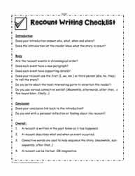 Recount Writing Checklist