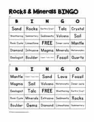 Rocks and Minerals Bingo 27-28