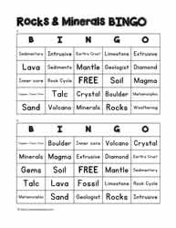 Rocks and Minerals Bingo 5-6