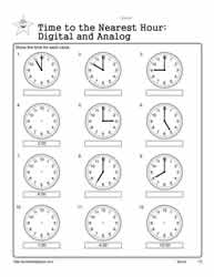 telling time to the hour worksheets