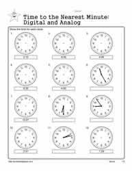 Telling Time Worksheets Grade 4 to the nearest minute