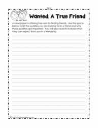 Friend Wanted Ad Worksheet