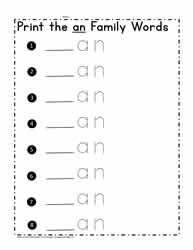 an Word Family List