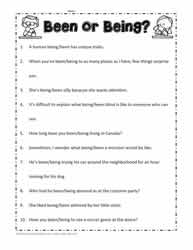 Been or Being Worksheets 5 