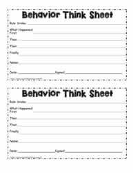 Behavior Think Sheet Teacher Form