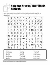 ch Digraph Activities Worksheets