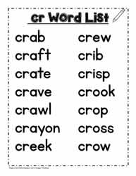 A cr Spelling List