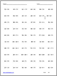 Division Fact Worksheets 6