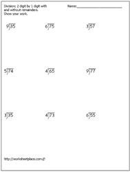 Division Fact Worksheets 10