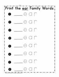 ear Spelling List