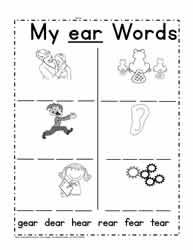 ear Word Family Worksheet