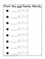 end Word Family List