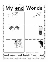 end Word Family Worksheet