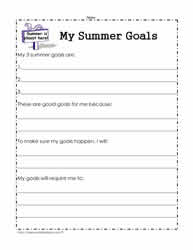 My Summer Goals Worksheet