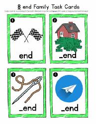 end Word Family Task Cards